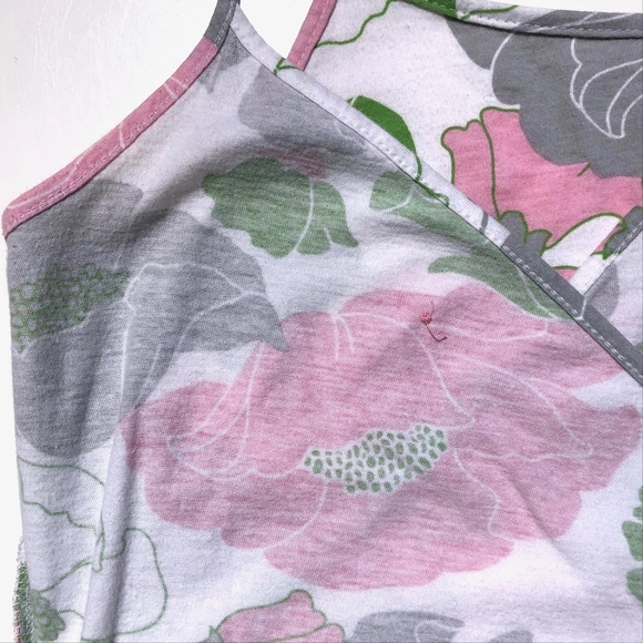 Linea Faux Wrap Top women M sleeveless Spaghetti Strap Floral white pink green - Picture 8 of 13